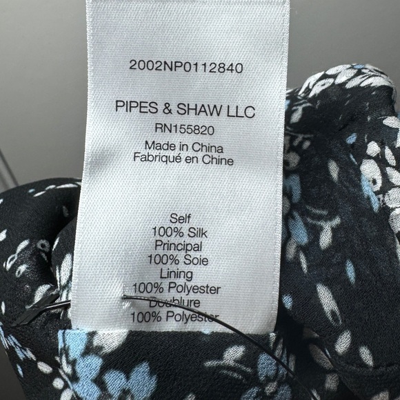 Veronica Beard Amal 100% Silk Black Blue White Floral Faux Wrap Midi Dress 0 - Picture 16 of 16